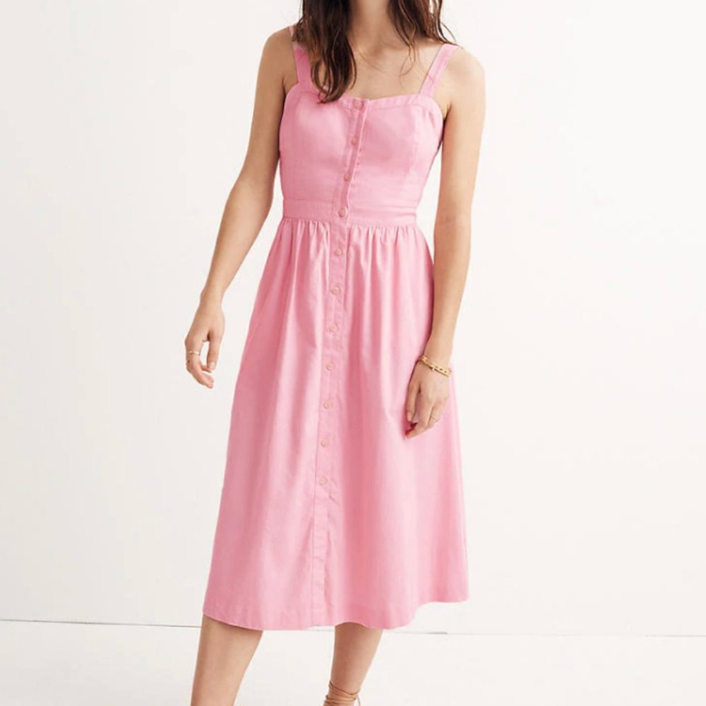 Madewell Pink Fleur Bow-Back Dress